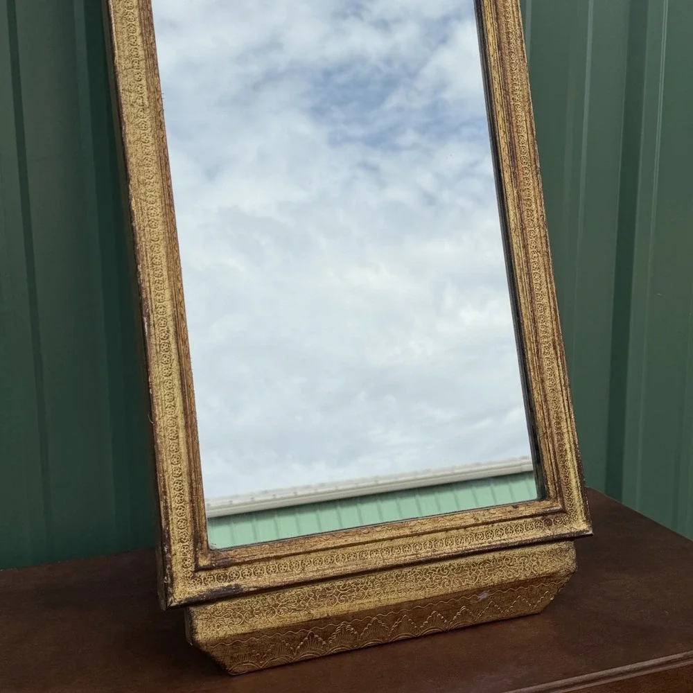VTG French Style Trumeau Wall Mirror The Sleeping Shepherdess Hollywood Regency